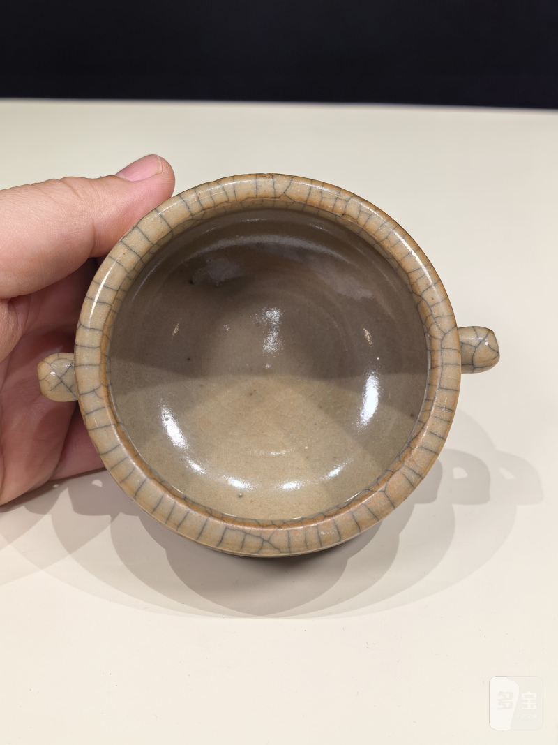 清早期 仿哥釉双耳炉 - 图7